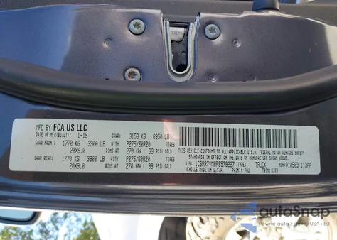 2015 Ram 1500 Laramie z USA, uszkodzony, nr VIN 1C6RR7VM8FS579227